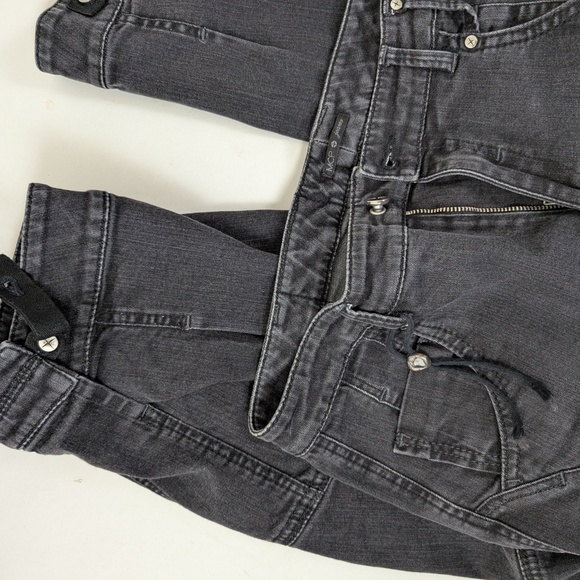 Black Denim Capri's Pantaloons Baggy Low Mid Rise Cropped Distressed Cargo - Picture 12 of 12